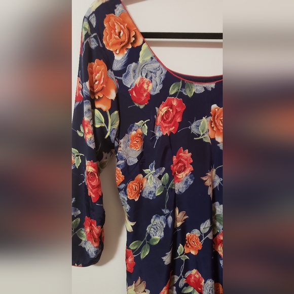 *Vintage* Navy Rose Shirt Dress Tunic - Picture 2 of 3